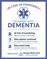 Occupant With Dementia Badge