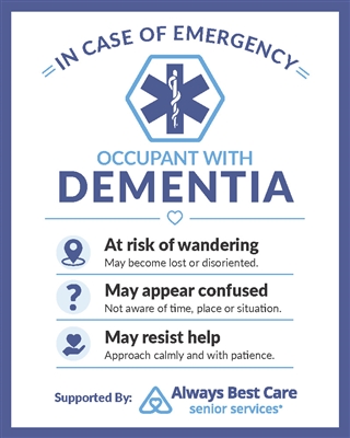 Occupant With Dementia Badge