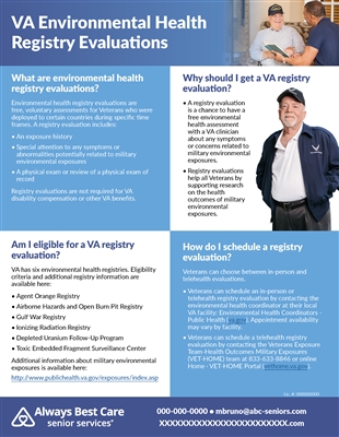 VA Environmental Health Registry Evaluations Flyer