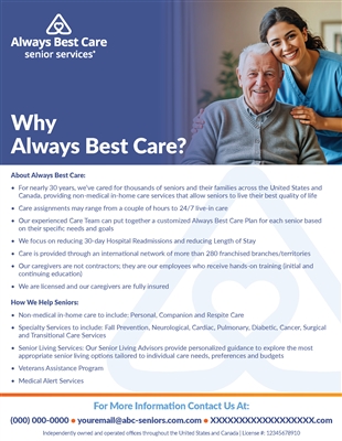 Why Always Best Care? Single Sided Flyer