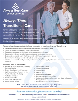 Always There Transitional Care Senior Living Community Flyer
