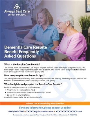 Dementia Respite Care Double Sided Flyer