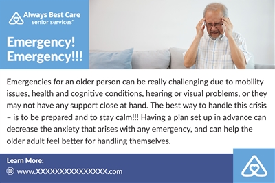 Emergency Preparedness for Seniors at Home Handout (2 Sided)